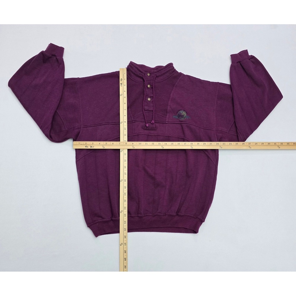 Vintage Todays News Purple Mock Neck Button Pullover Sweatshirt Mens Large - Picture 7 of 11
